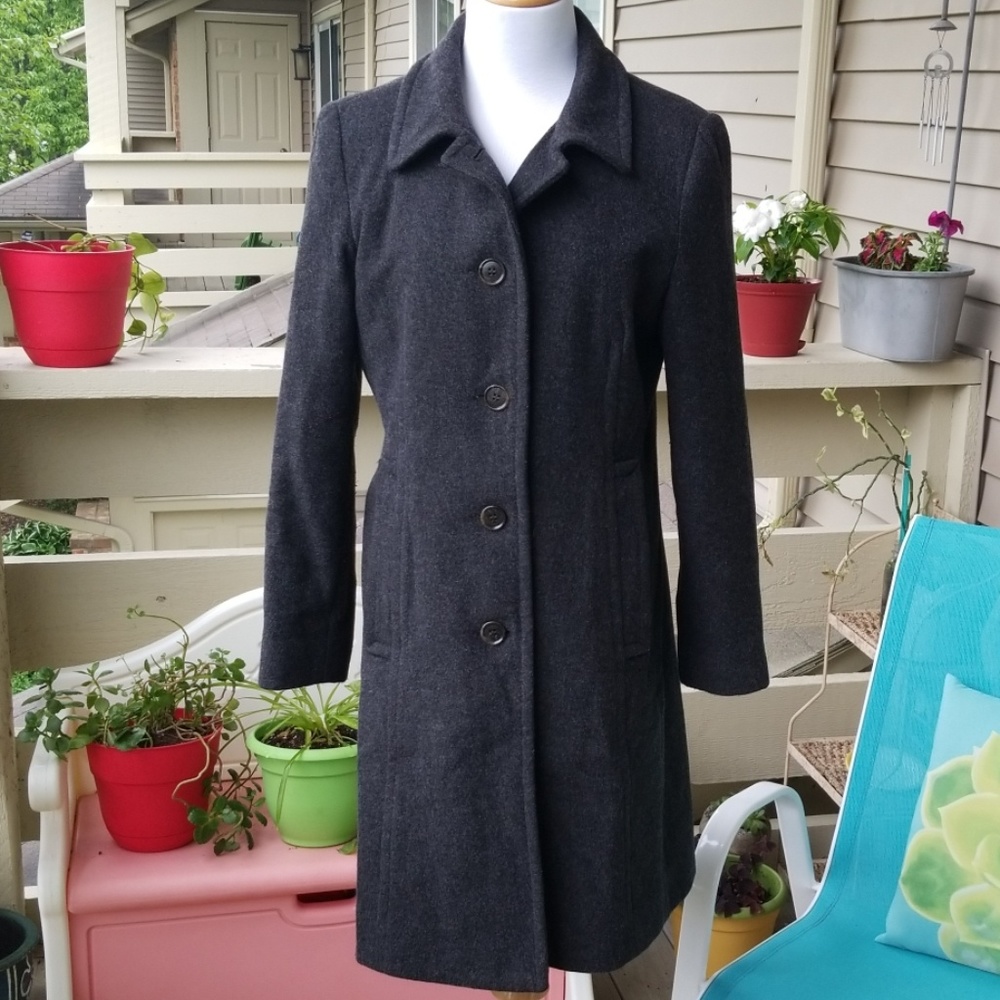 Dark Gray Wool Anne Klein Coat